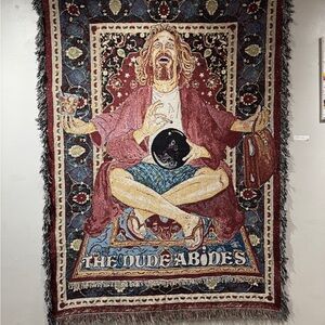 The Dude Abides Big Lebowski Rug Zen Dude Artisan Watercolor Woven Blanket 80x60